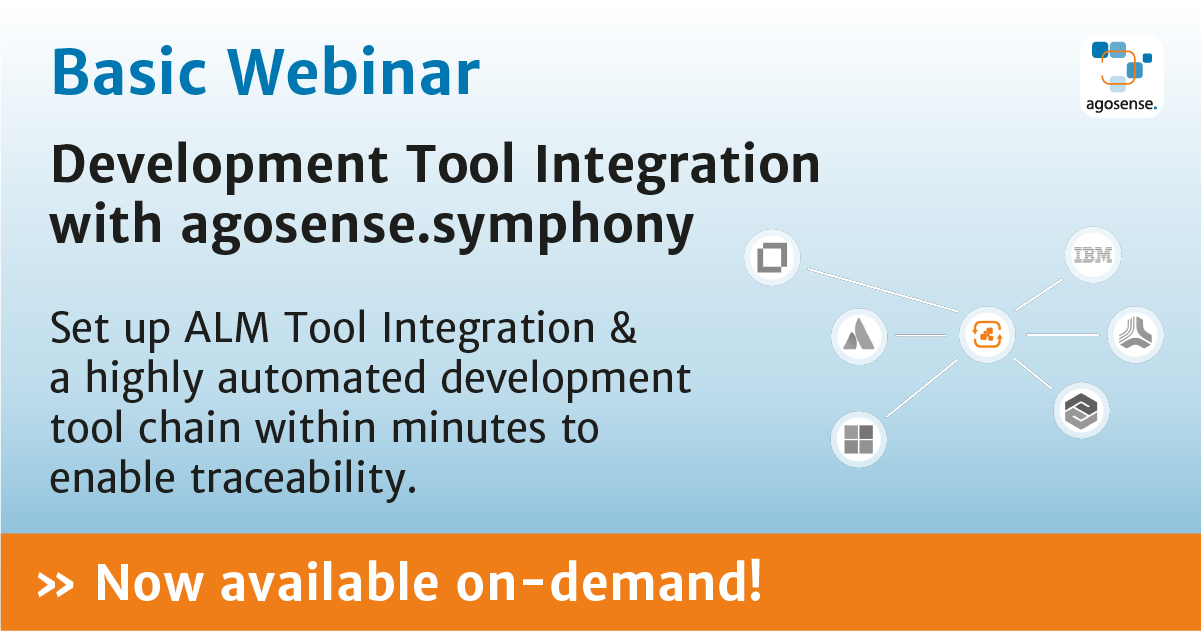 Webinar "Development Tool Integration with agosense.symphony" Webinar "Development Tool Integration with agosense.symphony"